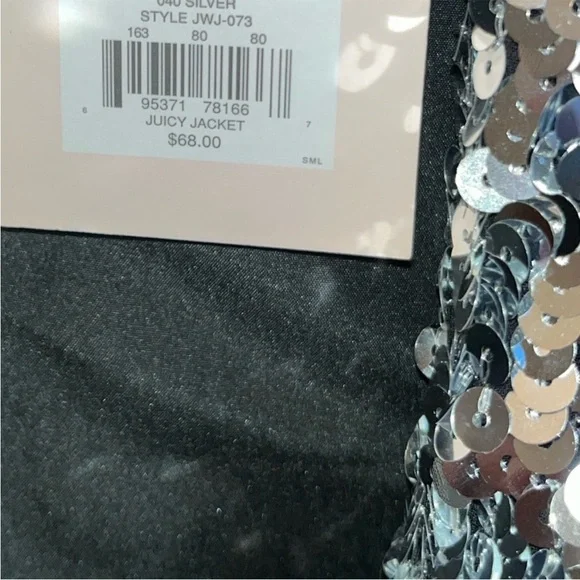 JuicyWomen's Sequin Bomber Jacket - Silver Blue - Picture 3 of 3